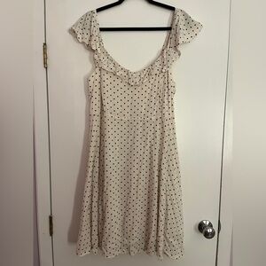 Old Navy Cream Mini Dress with Black Polka Dots
